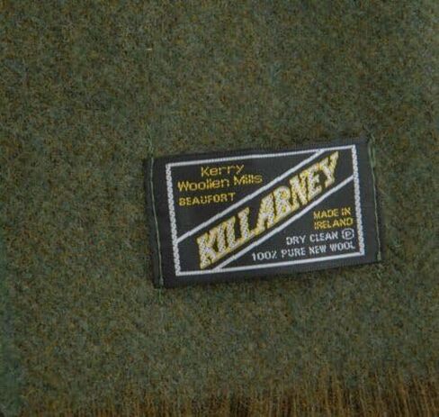 Kerry Woollen Mills Killarney Herringbone Wool Scarf – Green Check, Green, One size in Saudi Arabia