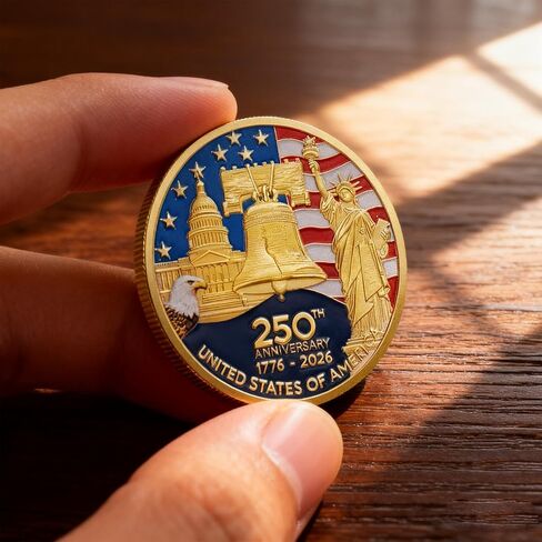 250th Anniversary Challenge Coin, Double-Sided Commemorative Coin for 250 Years Anniversary/Veterans/Independence Day, Patriotic Coins for Collectors(1.57") in Saudi Arabia