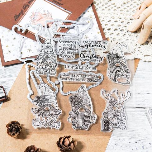 عيد ميلاد سعيد واضح الطوابع وقطع يموت مجموعة لصنع بطاقة DIY عيد الميلاد سكرابوكينغ لوازم سيليكون ختم سكين العفن للألبومات الحرف (عيد الميلاد قبعة الطيور 5.5 × 5.5 في) in Kuwait