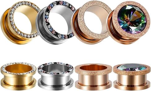 TBOSEN 8 PCS Dull Polish Fashion Ear Tunnels Plugs Gauges Stainless Steel Expander Stretcher Piercings in Kuwait