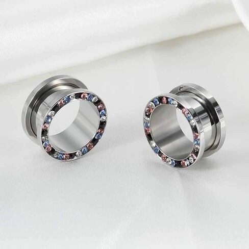 TBOSEN 8 PCS Dull Polish Fashion Ear Tunnels Plugs Gauges Stainless Steel Expander Stretcher Piercings in Kuwait