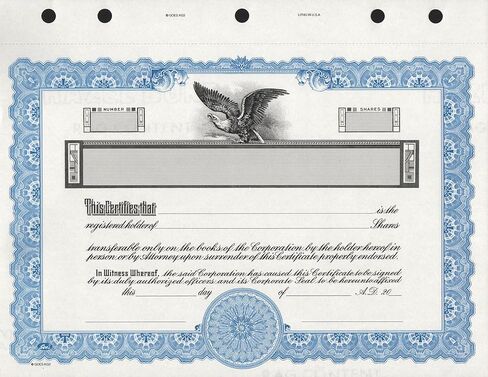 KG 3 Stock Certificate, Blue Border, Pack of 15 in Saudi Arabia