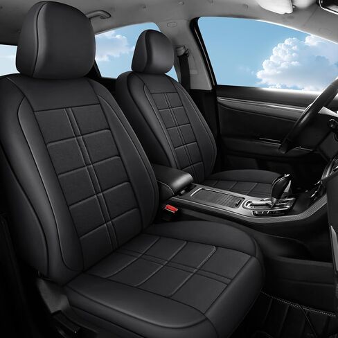 Faux Leather Car Seat Cover Quilting Foam Cover Sets，Universal Fit Padded of Most Car with Waterproof and Breath (Grey Square Full Set) in Saudi Arabia
