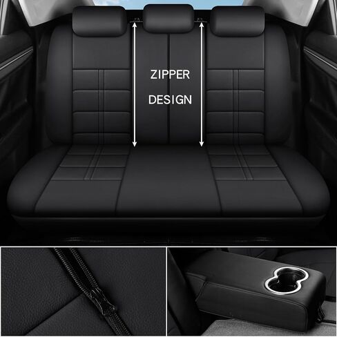 Faux Leather Car Seat Cover Quilting Foam Cover Sets，Universal Fit Padded of Most Car with Waterproof and Breath (Grey Square Full Set) in Saudi Arabia