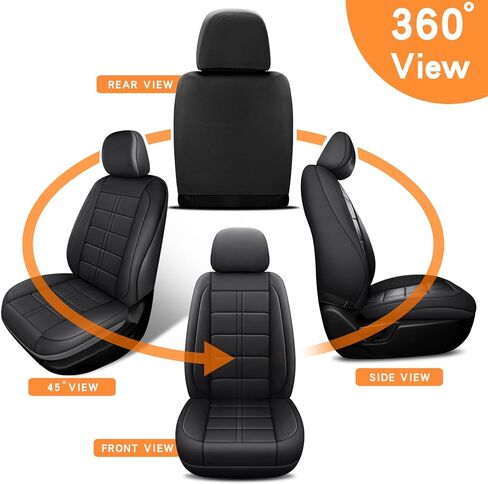 Faux Leather Car Seat Cover Quilting Foam Cover Sets，Universal Fit Padded of Most Car with Waterproof and Breath (Grey Square Full Set) in Saudi Arabia