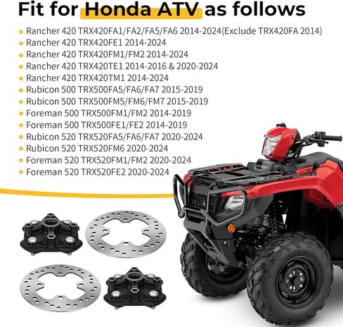 M MATI Front Left & Right Wheel Hubs & Brake Disc Rotors for Honda Rancher 420 TRX420 Foreman Rubicon 520 500 TRX520 TRX500 2014-2024 44615-HR3-A20 45251-HR6-A61 45251-HR6-A62 in Saudi Arabia