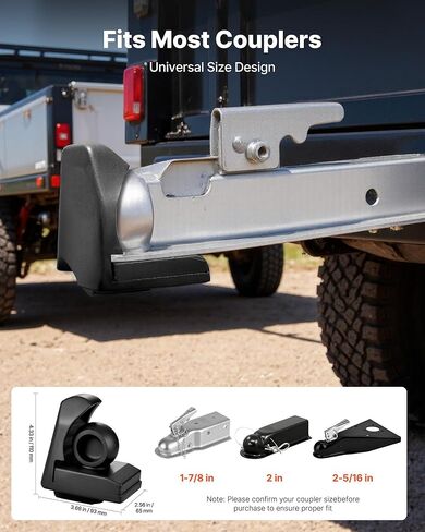 VEVOR Trailer Hitch Lock, Fits for 1-7/8 in, 2 in, 2-5/16 in Couplers, Heavy-Duty Anti-Theft Trailer Ball Lock with 3 Keys, Prying-Resistant & Impact-Resistant, Fits for RVs, Boats, Trailers, Black in Kuwait