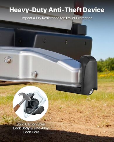 VEVOR Trailer Hitch Lock, Fits for 1-7/8 in, 2 in, 2-5/16 in Couplers, Heavy-Duty Anti-Theft Trailer Ball Lock with 3 Keys, Prying-Resistant & Impact-Resistant, Fits for RVs, Boats, Trailers, Black in Kuwait