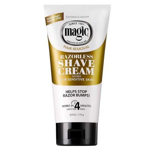 Razorless Shaving Cream for Men by SoftSheen-Carson Magic, Hair Removal Cream, for Bald Head Maintenance, No Razor Needed, Depilatory Cream Works in 4 Minutes for Coarse Curly Hair, 6 oz in Kuwait