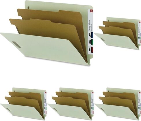 Smead 100% Recycled Pressboard End Tab Classification Folder, 2 Dividers, 2" Expansion, Letter Size, Gray/Green, 10 per Box (26802) in Saudi Arabia