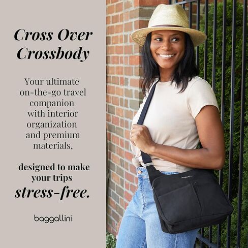 Baggallini Cross Over Crossbody Bag for Women - Lightweight Water-Resistant Travel Bag - Adjustable Strap Extar Pockets in Saudi Arabia