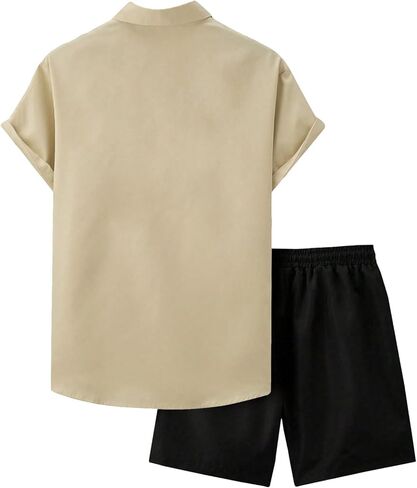 GORGLITTER Men's Hawaiian Matching Set Summer Beach 2 Piece Outfits Flower Button Down Shirts and Shorts Set in Kuwait