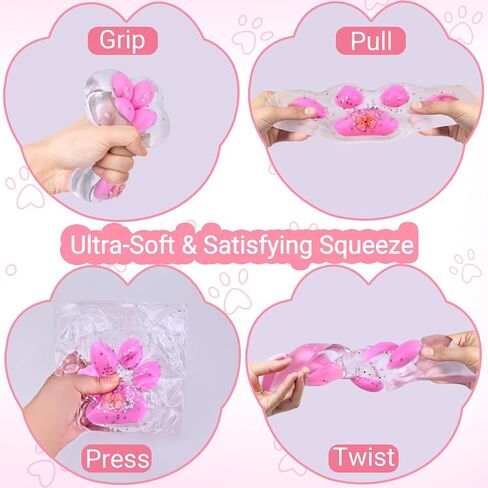 لعبة Big Taba Squishy Cat Paw Fidget Toy، ألعاب Squishies Squeeze للفتيات من سن 4 إلى 8 سنوات، لعبة حسية لزجة فائقة النعومة هدايا الحفلات للأطفال من سن 8 إلى 12 عامًا، تخفيف التوتر والتوحد (وردي وواضح) in Kuwait