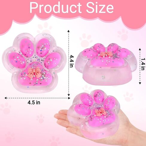 لعبة Big Taba Squishy Cat Paw Fidget Toy، ألعاب Squishies Squeeze للفتيات من سن 4 إلى 8 سنوات، لعبة حسية لزجة فائقة النعومة هدايا الحفلات للأطفال من سن 8 إلى 12 عامًا، تخفيف التوتر والتوحد (وردي وواضح) in Kuwait
