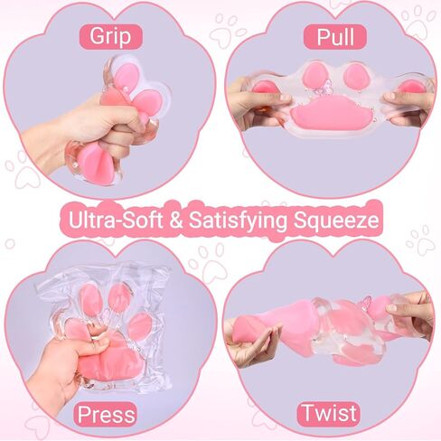 لعبة Big Taba Squishy Cat Paw Fidget Toy، ألعاب Squishies Squeeze للفتيات من سن 4 إلى 8 سنوات، لعبة حسية لزجة فائقة النعومة هدايا الحفلات للأطفال من سن 8 إلى 12 عامًا، تخفيف التوتر والتوحد (وردي وواضح) in Kuwait
