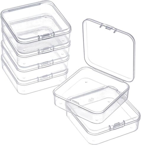 6Pcs Plastic Bead Storage Containers Organizer Boxes with Hinged Lid Small Plastic Case Mini Square Arts Crafts Storage Boxes for Small Items and Craft Projects in Saudi Arabia