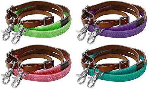 Showman 7' Rubber Grip Leather Barrel Reins w/Scissor Snap Ends in Saudi Arabia