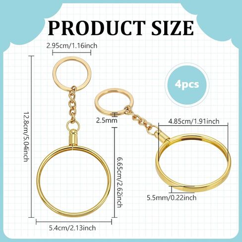 FINGERINSPIRE 4PCS Coin Holder Keychain 1.9 Inch Round Gold Medallion Holder Alloy Key Ring for Challenge Coins Collectible Tokens Commemorative Medals Custom Medallions Souvenirs in Saudi Arabia