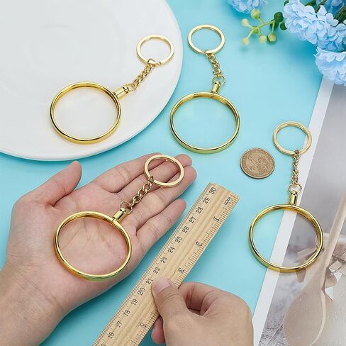 FINGERINSPIRE 4PCS Coin Holder Keychain 1.9 Inch Round Gold Medallion Holder Alloy Key Ring for Challenge Coins Collectible Tokens Commemorative Medals Custom Medallions Souvenirs in Saudi Arabia