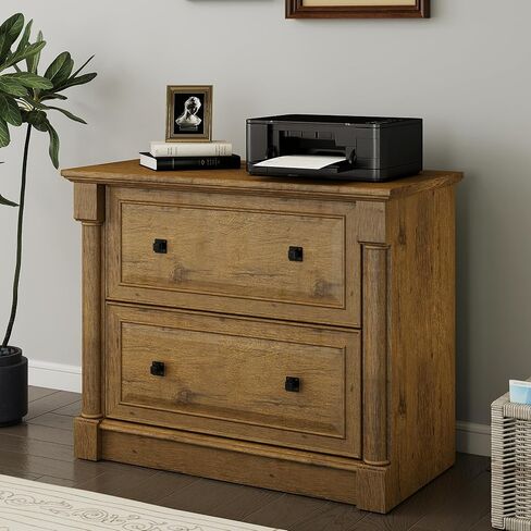 2-Drawer Roman Column File Cabinet, 36.8″ Wide Lateral File Cabinet with Hanging Folders, Fits Letter Legal A4 Sizes, Elegant Classic Design for Home Office Boss Room or Printer Stand, Dark Cherry in Saudi Arabia