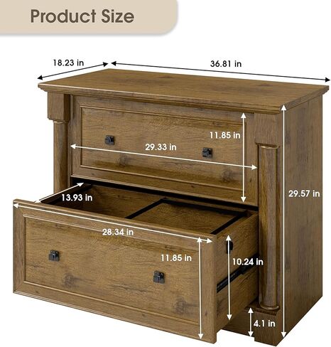 2-Drawer Roman Column File Cabinet, 36.8″ Wide Lateral File Cabinet with Hanging Folders, Fits Letter Legal A4 Sizes, Elegant Classic Design for Home Office Boss Room or Printer Stand, Dark Cherry in Saudi Arabia