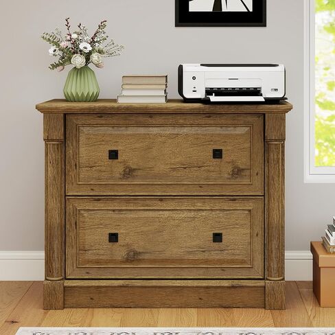 2-Drawer Roman Column File Cabinet, 36.8″ Wide Lateral File Cabinet with Hanging Folders, Fits Letter Legal A4 Sizes, Elegant Classic Design for Home Office Boss Room or Printer Stand, Dark Cherry in Saudi Arabia