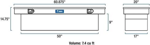 UWS EC10212 صندوق أدوات الشاحنة المصنوع من الألومنيوم ذو الجدار الثقيل باللون الأسود اللامع مقاس 60 بوصة، غطاء صلب in Kuwait
