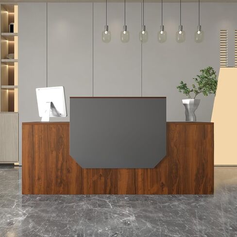 Reception Desk with Counter, Large Reception Desk with Storage, Sturdy Office Computer Workstation for Office, Beauty Salon, Retail, Lobby in Saudi Arabia