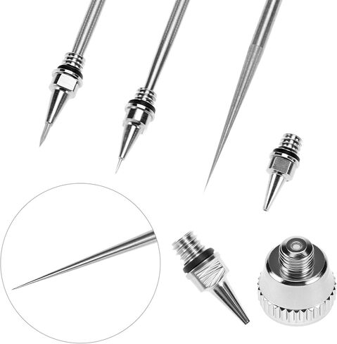QWORK 21-Piece Airbrush Nozzle Cap Kit with Needles & Cleaning Tools - Airbrush Needle Replacement Parts for 0.2/0.3/0.5 mm Sizes in Saudi Arabia