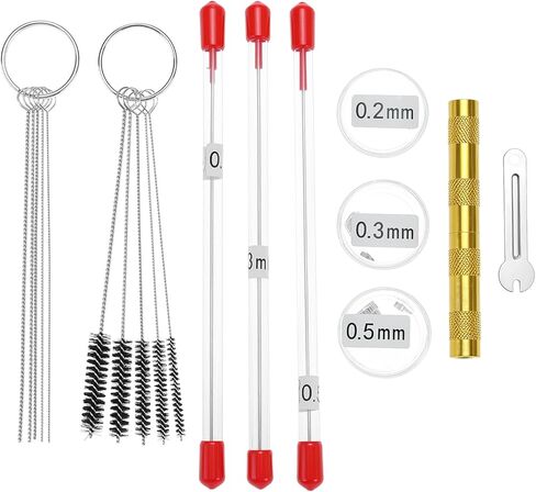 QWORK 21-Piece Airbrush Nozzle Cap Kit with Needles & Cleaning Tools - Airbrush Needle Replacement Parts for 0.2/0.3/0.5 mm Sizes in Saudi Arabia
