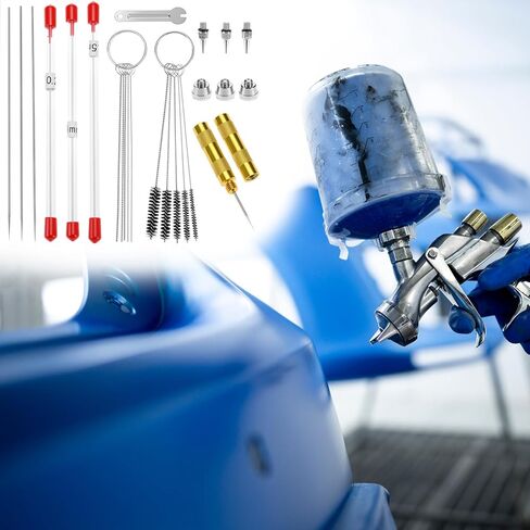 QWORK 21-Piece Airbrush Nozzle Cap Kit with Needles & Cleaning Tools - Airbrush Needle Replacement Parts for 0.2/0.3/0.5 mm Sizes in Saudi Arabia