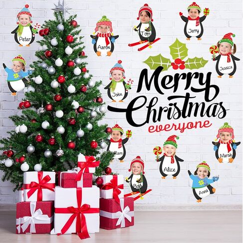 Whaline Winter Penguin Cutouts, 48 Sets Christmas Penguin & Hats DIY Photo Name Paper Cut-Outs Christmas Bulletin Board Cute Holiday Classroom Decor for Xmas Party Chalkboard Wall Decor, 96 Pcs in Saudi Arabia