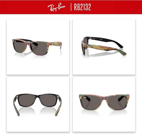 Ray Ban RB2132 NEW WAYFARER 622/17 52M Rubber Black/Grey Mirror Blue Sunglasses For Men For Women in Kuwait