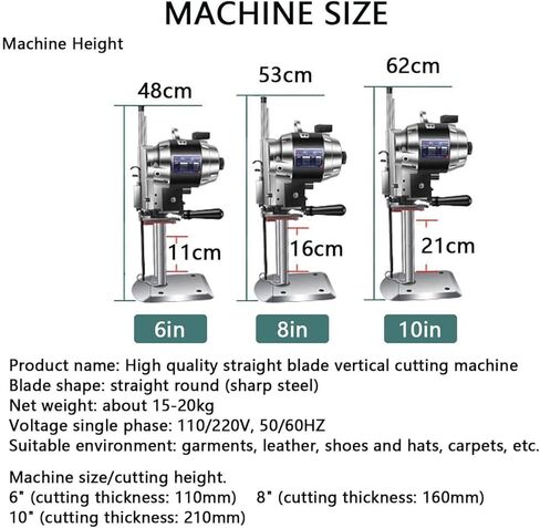 1100W Vertical Electric Leather Cutting Machine, 6/8/10 Inch Straight Knife Fabric Cloth Cutting Machine, with LED Light Automatic Sharpening Blade, for Fabric/Clothing/Leather/Paper,6" in Saudi Arabia