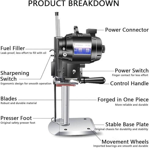 1100W Vertical Electric Leather Cutting Machine, 6/8/10 Inch Straight Knife Fabric Cloth Cutting Machine, with LED Light Automatic Sharpening Blade, for Fabric/Clothing/Leather/Paper,6" in Saudi Arabia