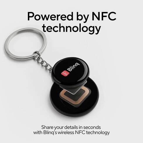 سلسلة مفاتيح Blinq NFC - بطاقة عمل رقمية - مشاركة فورية عبر الصنبور - متوافقة مع iPhone وAndroid (أسود) in Kuwait