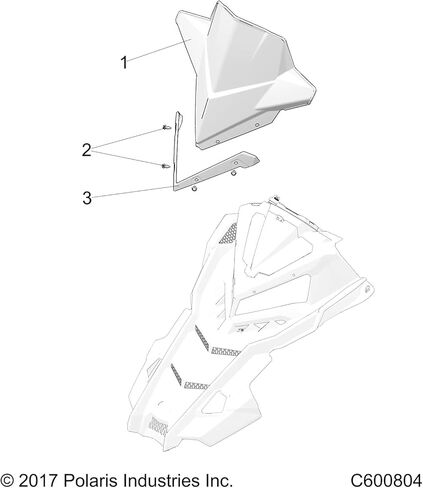 الزجاج الأمامي المتوسط ​​من Polaris Snowmobile، دخاني، قطعة OEM الأصلية 5451213، الكمية 1 in Kuwait