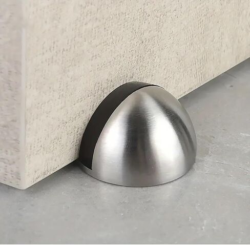 Stainless Steel No-Drill Door Stop with Rubber Buffer, Anti-Collision Glass Door Holder for Bathroom and Home Use in Saudi Arabia