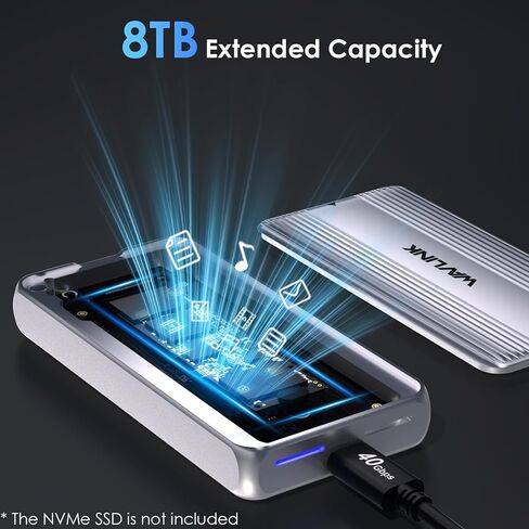 حاوية WAVLINK من الألومنيوم NVMe، حاوية USB من النوع C بسرعة 10 جيجابت في الثانية إلى NVMe M.2 SSD، حافظة NVMe PCI-E M.2 SSD تدعم UASP لـ NVMe SSD بحجم 2230/2242/2260/2280 (حتى 2 تيرابايت) مع نوع C OTG محول in Kuwait