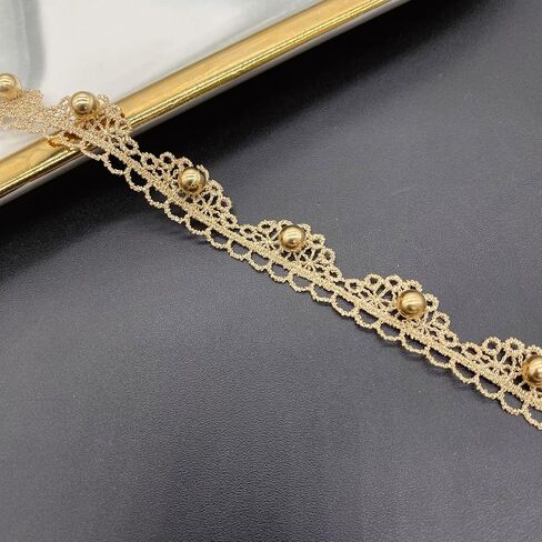 4.8 Yards Gold Pearl Lace Trim Metaillic Venice Lace Trim Gold Embroidery Lace Trim Love Craft Lace for Sewing, Costumes, Gowns, Home Decor (Gold B 2.3cm) in Saudi Arabia