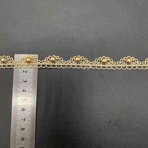 4.8 Yards Gold Pearl Lace Trim Metaillic Venice Lace Trim Gold Embroidery Lace Trim Love Craft Lace for Sewing, Costumes, Gowns, Home Decor (Gold B 2.3cm) in Saudi Arabia