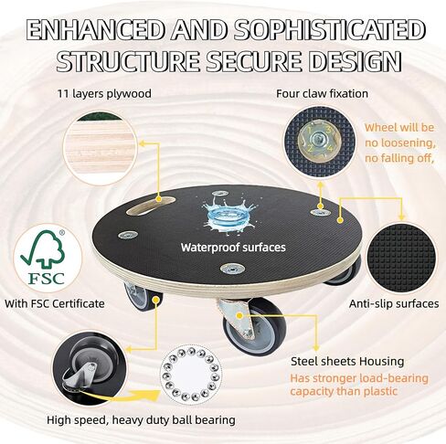 HBFBDRCT الأثاث المتحرك مع 4 عجلات من المطاط اللدن بالحرارة، 15 بوصة تحمل بشكل آمن 551 رطلاً من المحرك الخشبي المتين لأريكة البيانو والثلاجة والغسالة والأريكة والنباتات الثقيلة من دوللي، عبوتان in Kuwait