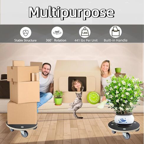 HBFBDRCT الأثاث المتحرك مع 4 عجلات من المطاط اللدن بالحرارة، 15 بوصة تحمل بشكل آمن 551 رطلاً من المحرك الخشبي المتين لأريكة البيانو والثلاجة والغسالة والأريكة والنباتات الثقيلة من دوللي، عبوتان in Kuwait