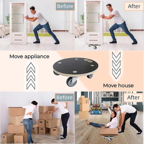 HBFBDRCT الأثاث المتحرك مع 4 عجلات من المطاط اللدن بالحرارة، 15 بوصة تحمل بشكل آمن 551 رطلاً من المحرك الخشبي المتين لأريكة البيانو والثلاجة والغسالة والأريكة والنباتات الثقيلة من دوللي، عبوتان in Kuwait