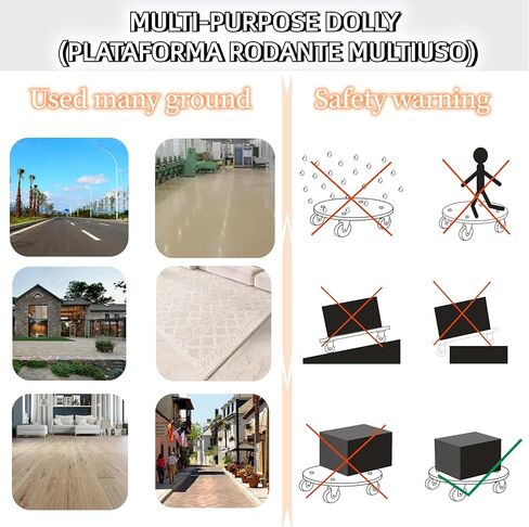 HBFBDRCT الأثاث المتحرك مع 4 عجلات من المطاط اللدن بالحرارة، 15 بوصة تحمل بشكل آمن 551 رطلاً من المحرك الخشبي المتين لأريكة البيانو والثلاجة والغسالة والأريكة والنباتات الثقيلة من دوللي، عبوتان in Kuwait