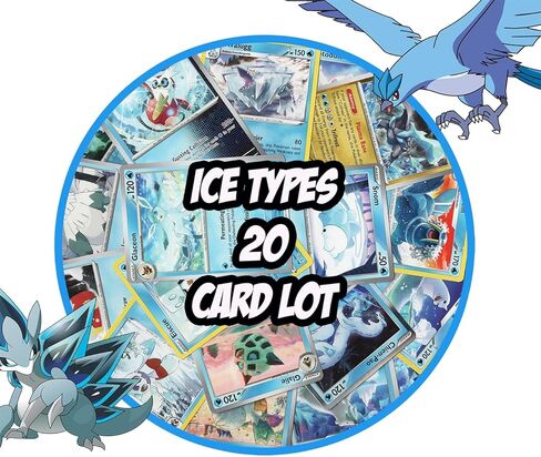 مجموعة بطاقات بوكيمون 20 من نوع آيس - مجموعة عشوائية - Articuno Kyurem Snom Walrein Eiscue in Saudi Arabia