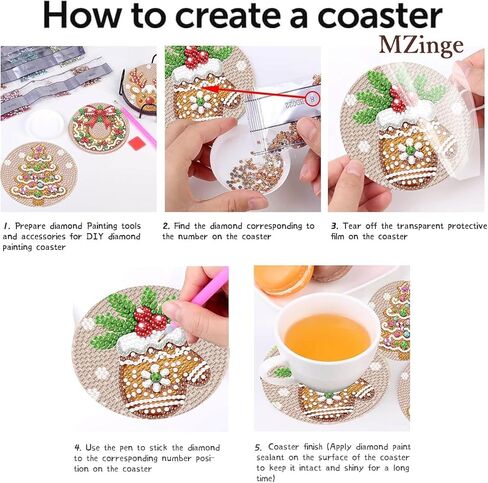 8 Pcs Christmas Diamond Art Coasters, 5D DIY Diamond Painting Coasters Kit,Full Drill Diamond Dot for AdultsArts and Crafts Supplies (Christmas-C) in Kuwait