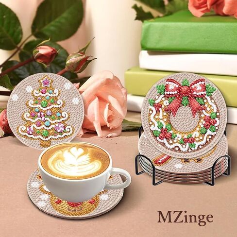 8 Pcs Christmas Diamond Art Coasters, 5D DIY Diamond Painting Coasters Kit,Full Drill Diamond Dot for AdultsArts and Crafts Supplies (Christmas-C) in Kuwait