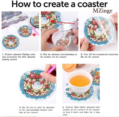 8 Pcs Christmas Diamond Art Coasters, 5D DIY Diamond Painting Coasters Kit,Full Drill Diamond Dot for AdultsArts and Crafts Supplies (Christmas-C) in Kuwait