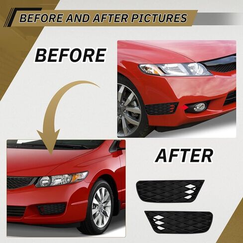 زوج غطاء خفيف للضباب، غطاء ممتص الصدمات متوافق مع 2009-2011 Honda Civic 4 أبواب، غطاء شبكي أمامي سفلي للضباب، استبدال OE # 71108SNAA50، 71106SNAA50 (قطعتان/مجموعة، غير مناسب لبابين كوبيه) in Kuwait